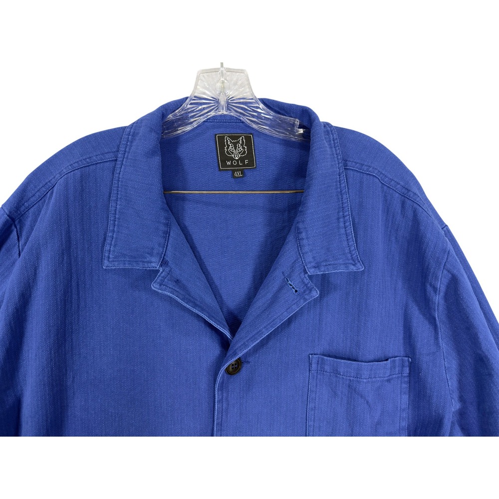 Wolf Clothing Herringbone French Chore Jacket 60s Bugatti Blue Cotton Twill 4XL - Picture 5 of 12